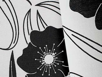 &quot;Домино&quot;, шторный текстиль с черно-белым растительным принтом